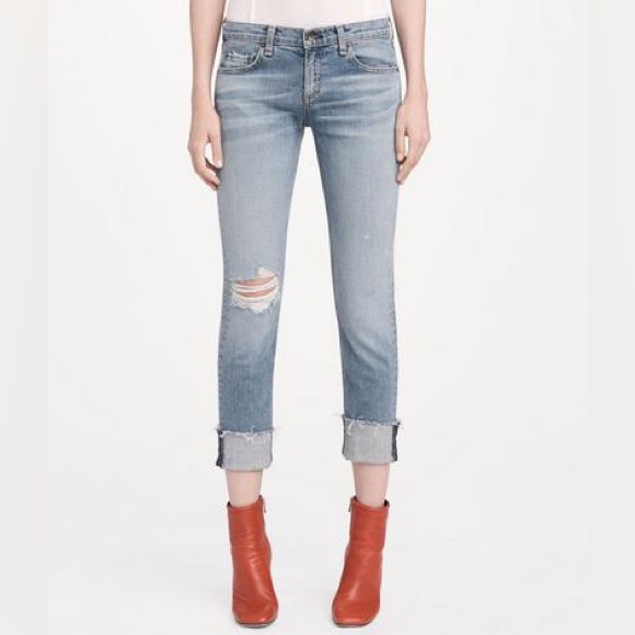 $265 Rag & Bone Size 24 Dre Distressed Denim Jeans Pants EUC